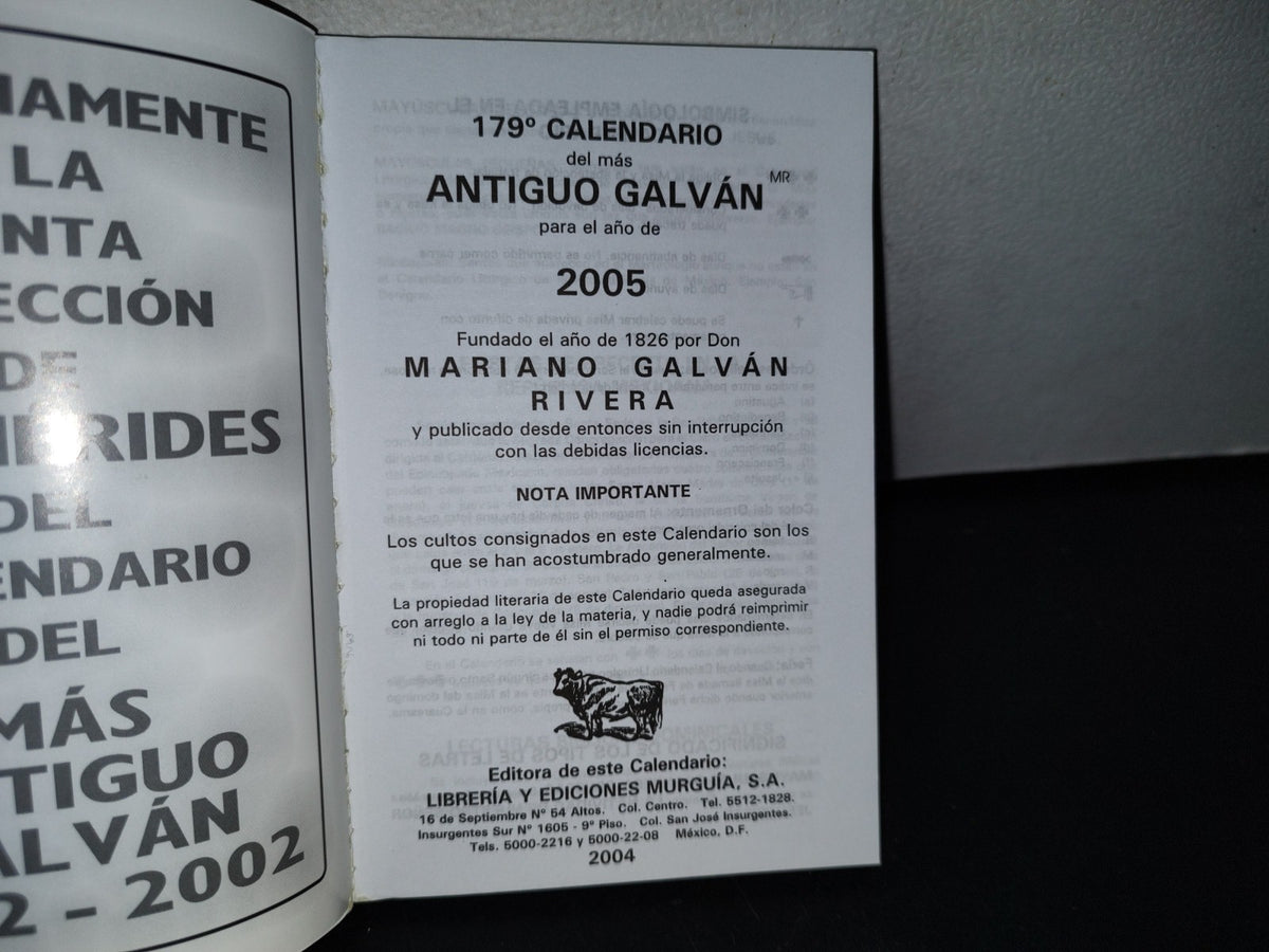 78- 179° Calendario Del Más Antiguo Galván 2005
