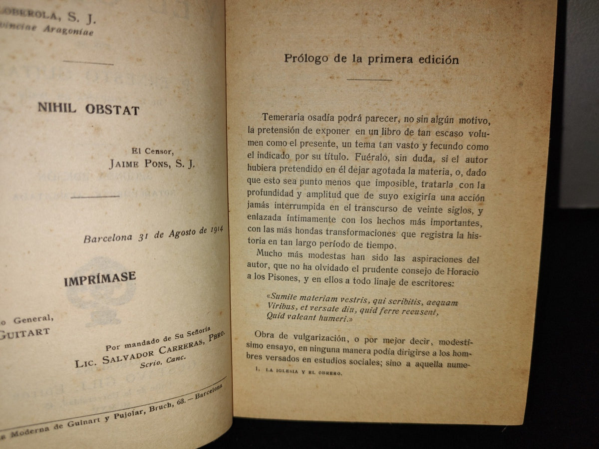 63- La Iglesia Y El Obrero - Ernesto Guitart. Gustavo Gili, Editor - 1915