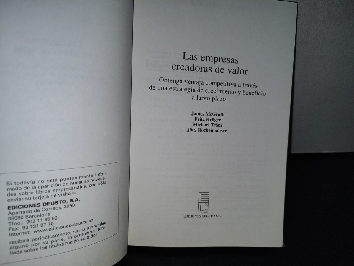 78- Las Empresas Creadoras De Valor - J. Mcgrath, F. Hröger, M. Träm, J. Rockenhäuser