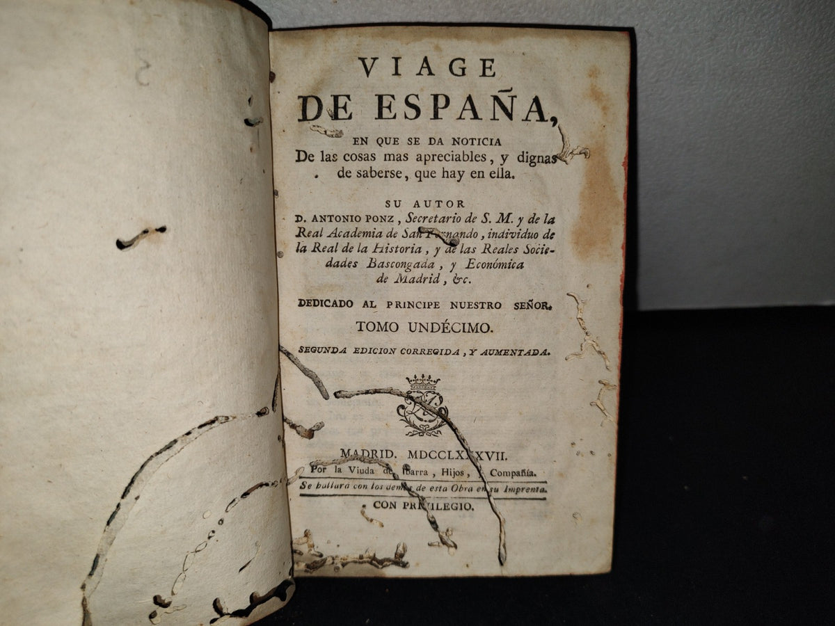 65- Viage De España - Antonio Ponz. Tomo Undécimo - 1787