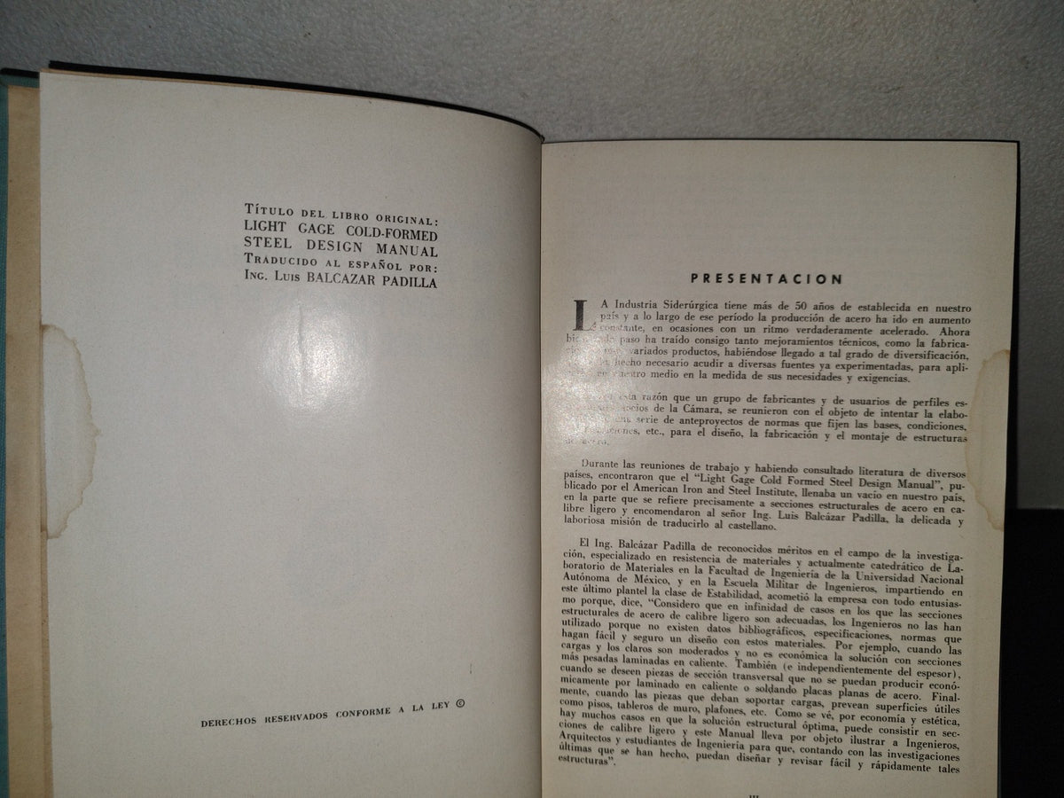 158- Manual De Diseño De Secciones Estructurales De Acero Formadas En Frío De Calibre Ligero - Cámara Nacional De La Industria Del Hierro Y Del Acero - Amores No 338. México 12, D. F., Edición 1965