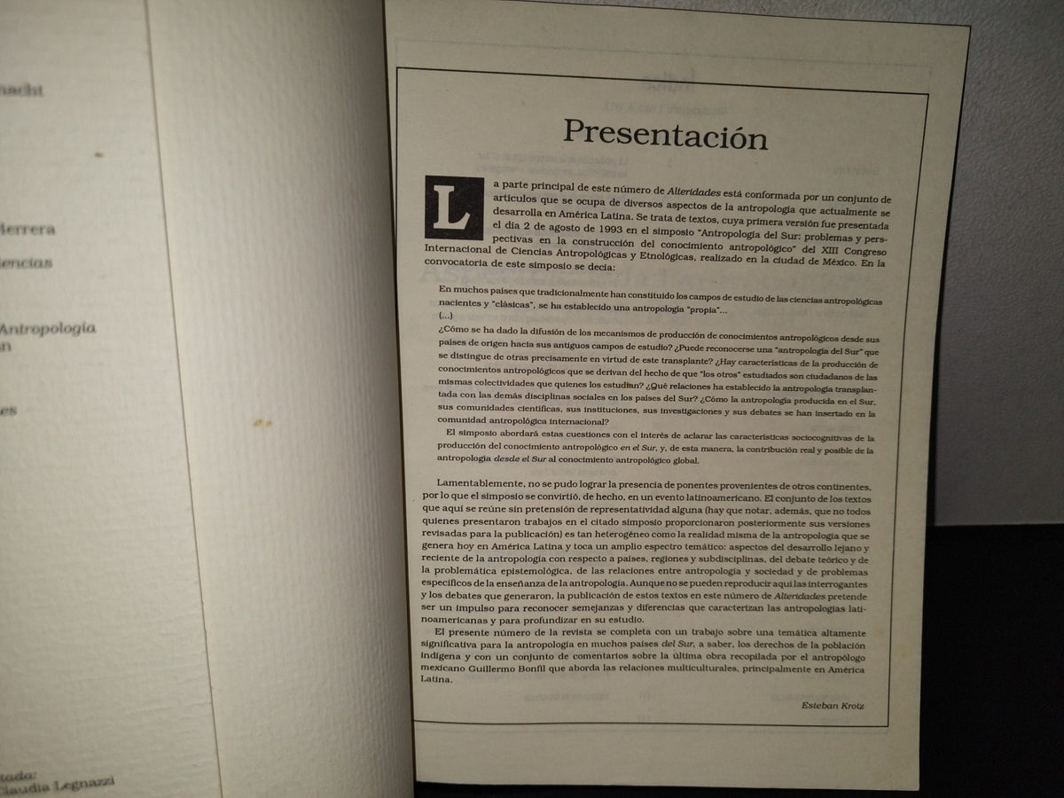 114- Antropologías Latinoamericanas. Alteridades. Universidad Autónoma Metropolitana # 6, 1993