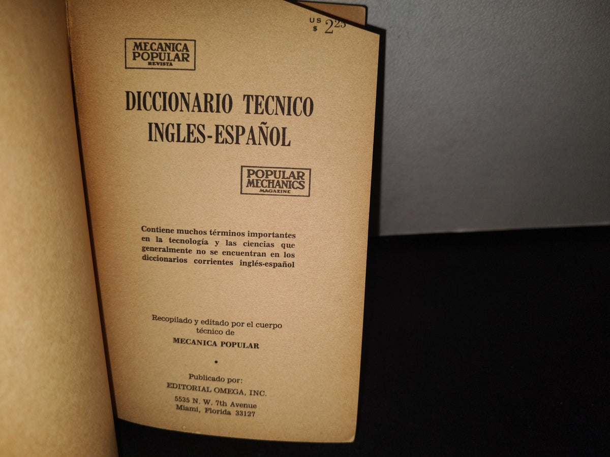 92- Diccionario Técnico Inglés-Español. Recopilado Por El Cuerpo Técnico De Mecánica Popular