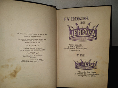 114- Antiguo Libro De La Watchtower, Testigos De Jehová: El Reino Se Ha Acercado - 1947