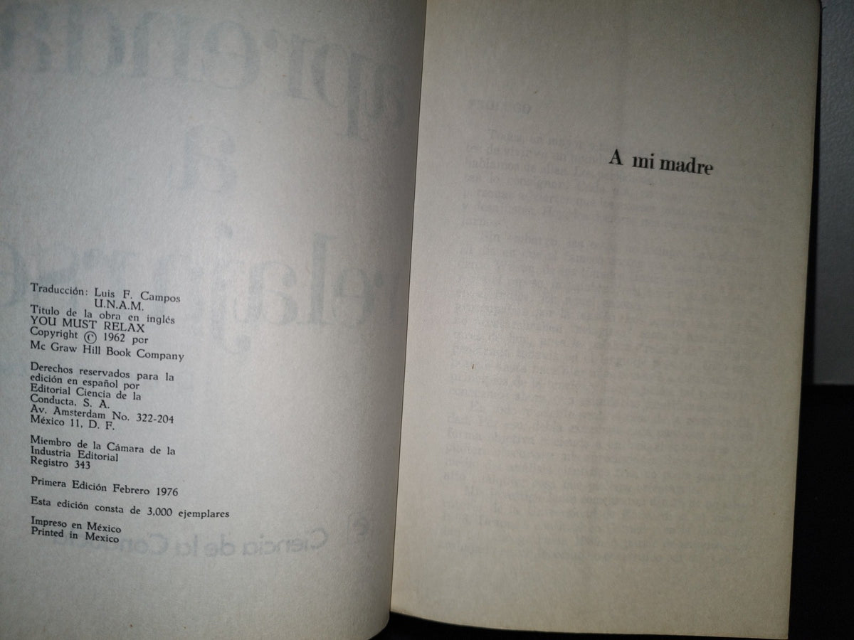 188- Aprenda A Relajarse - Dr. Edmund Jacobson - Primera Edición Febrero 1976
