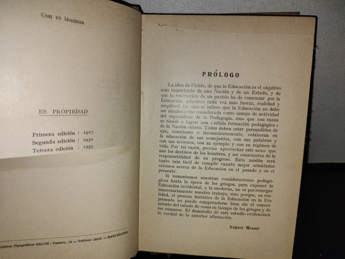 63- Historia De La Pedagogía - August Messer - 1935