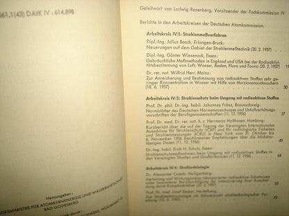 30- Alemán. Deutsche Atomkommission. Fachkommission Strahlenschutz - 1958