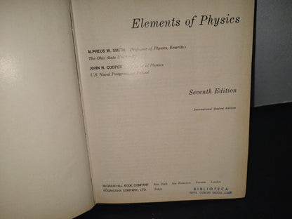23- Elementos De Física / Elements Of Physics. Seventh Edition - Smith And Cooper - 1964