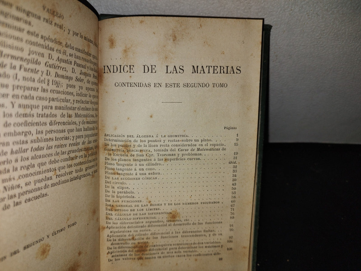 64- Compendio De Matemáticas Puras Y Mixtas. José Mariano Vallejo - Tomo Segundo - 1887
