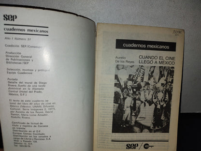 68- Cuadernos Mexicanos. Cuando El Cine Llegó A México Aurelio De Los Reyes. Año I, No. 51 - 70'S