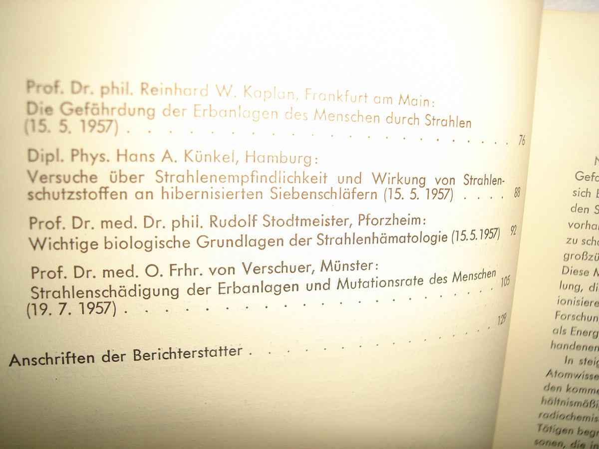 30- Alemán. Deutsche Atomkommission. Fachkommission Strahlenschutz - 1958
