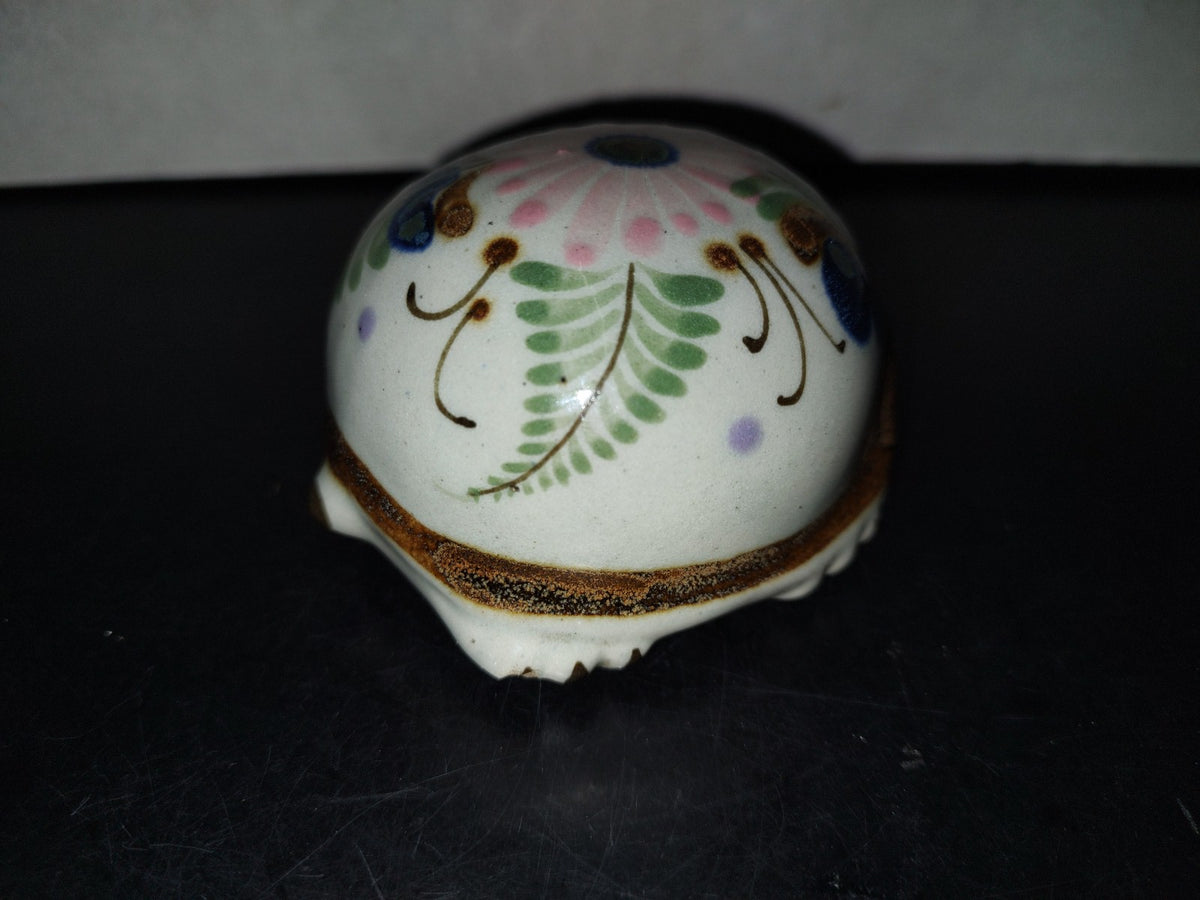 A5- Pieza De Cerámica Mexicana Decorada. Tortuga Con Cabeza Semiescondida - 80'S
