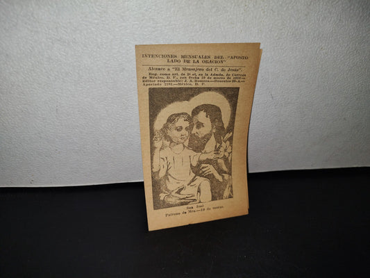 A10C1-2- Antigua Hoja De Oración. San José Y El Niño Jesús - 1900'S