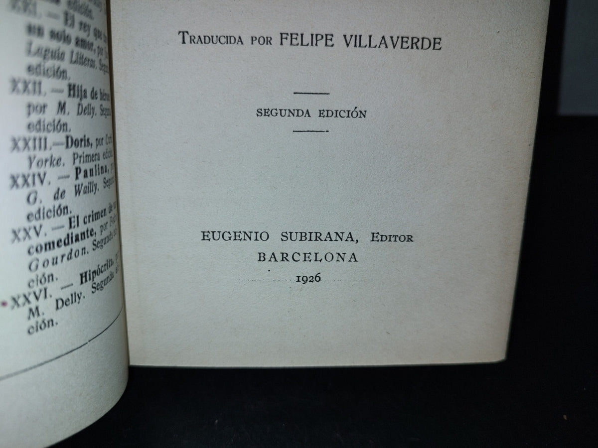 64- Colección ”Princesa” Novelas Escogidas Xxvi. Hipócrita (Sainte Nitouche) - M. Delly - 1926