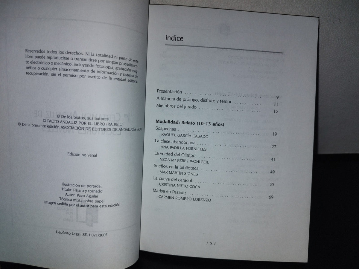87-2- 1Er. Certamen Andaluz De Escritores Noveles - 2003