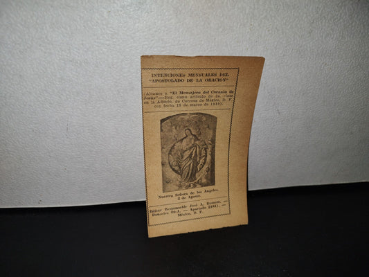 A10C1-2- Antigua Hoja De Oración. Nuestra Señora De Los Ángeles - 1919