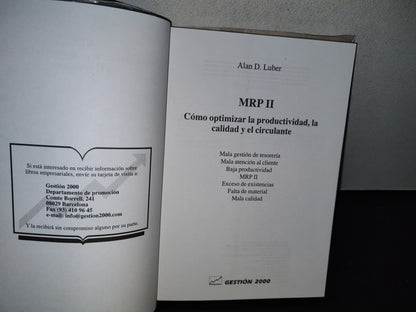 188- MRP II. Cómo Optimizar La Productividad, La Calidad Y El Circulante - Alan D. Luber