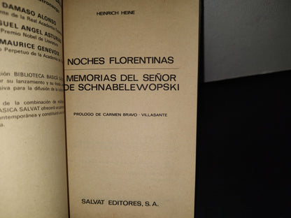 89- Noches Florentinas / Memorias Del Señor Schnabele Wopski . Heinrich Heine