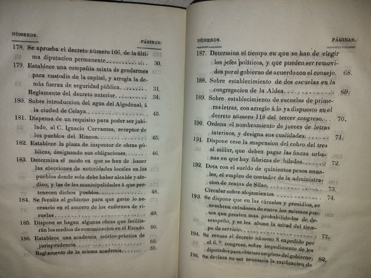 60- Decretos Expedidos Por El Octavo Congreso Constitucional Del Estado De Guanajuato, En Los Años De 1851 Y1852: Y Reglamentos Del Gobierno - Guanajuato, Impresor Por Felix Conejo Calle Del Ensaye Viejo, Número 3. - 1852