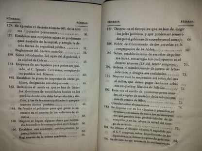 60- Decretos Expedidos Por El Octavo Congreso Constitucional Del Estado De Guanajuato, En Los Años De 1851 Y1852: Y Reglamentos Del Gobierno - Guanajuato, Impresor Por Felix Conejo Calle Del Ensaye Viejo, Número 3. - 1852