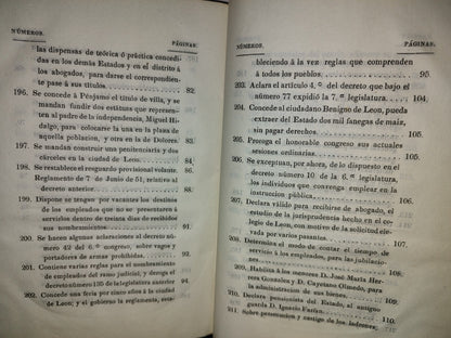 60- Decretos Expedidos Por El Octavo Congreso Constitucional Del Estado De Guanajuato, En Los Años De 1851 Y1852: Y Reglamentos Del Gobierno - Guanajuato, Impresor Por Felix Conejo Calle Del Ensaye Viejo, Número 3. - 1852