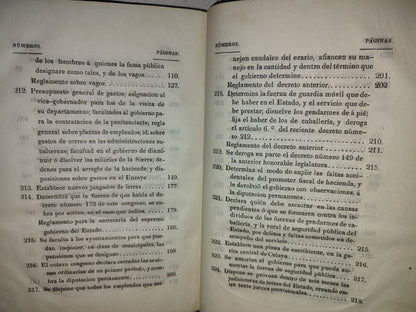 60- Decretos Expedidos Por El Octavo Congreso Constitucional Del Estado De Guanajuato, En Los Años De 1851 Y1852: Y Reglamentos Del Gobierno - Guanajuato, Impresor Por Felix Conejo Calle Del Ensaye Viejo, Número 3. - 1852