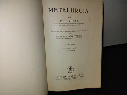 50- Metalurgia - E. L. Rhead - Editorial Labor, S. A., 1957