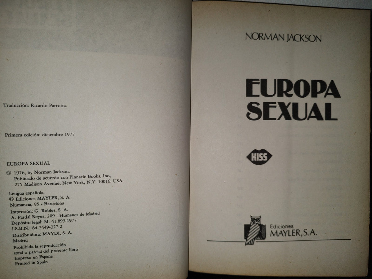 57- Europa Sexual - Norman Jackson - Primera Edición 1977