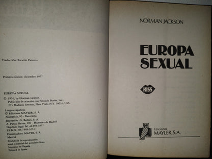 57- Europa Sexual - Norman Jackson - Primera Edición 1977