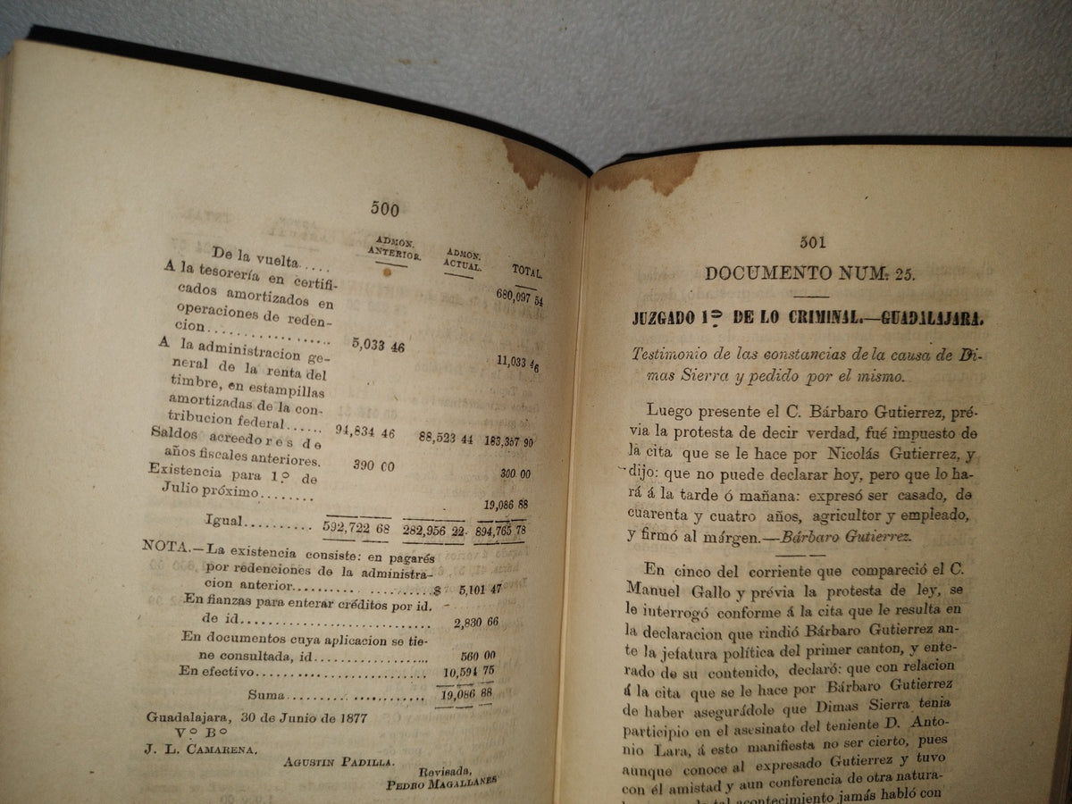 92- Colección De Artículos Y Documentos Relativos A Los Atentados Cometidos En Jalisco Tomo 2 - Sebastián Lerdo De Tejada, Guadalajara, 1877