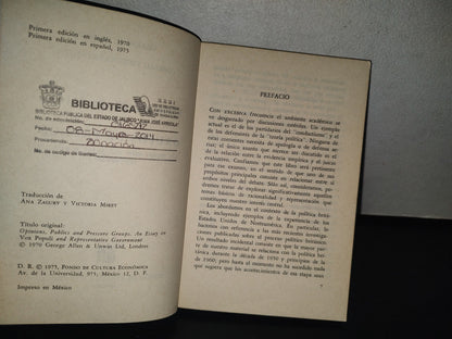 93- Opiniones, Públicos Y Grupos De Presión. Graeme C. Moodie Y Gerald Studdert-Kennedy 1A. Ed. 1975