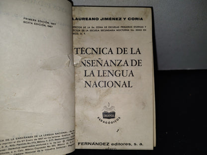 66- Técnica De La Enseñanza De La Lengua Nacional - Laureano Jiménez Y Coria - 1967