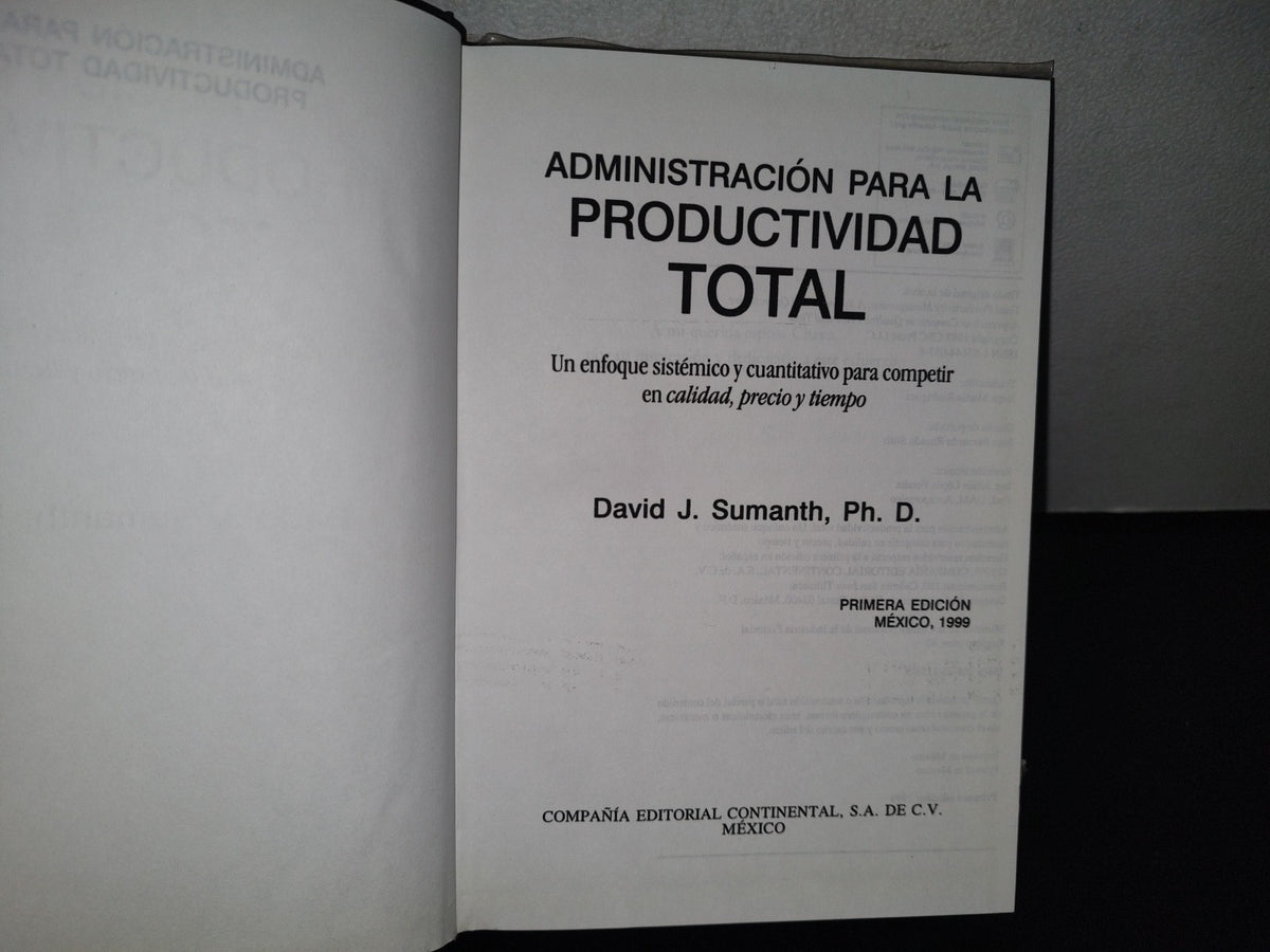 84- Administración Para La Productividad Total - David J. Sumanth