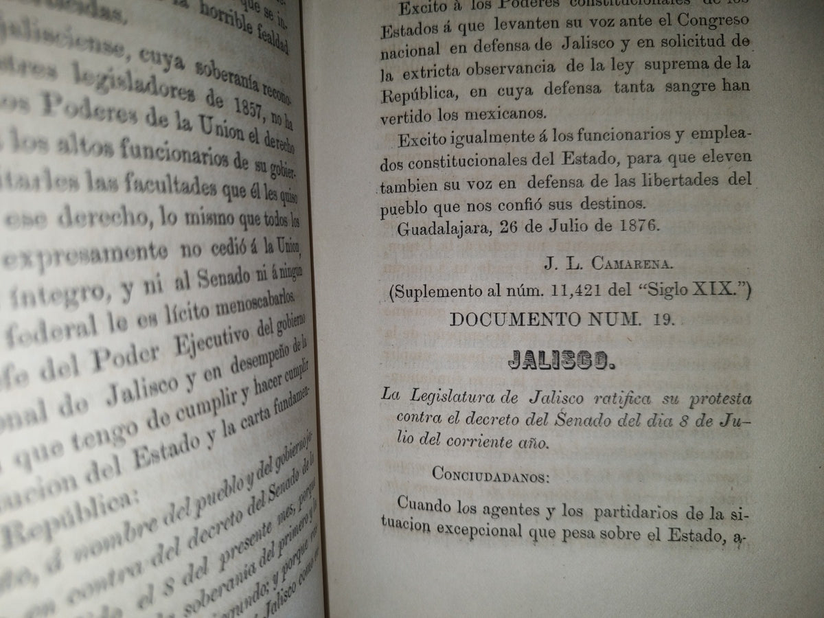 92- Colección De Artículos Y Documentos Relativos A Los Atentados Cometidos En Jalisco Tomo 2 - Sebastián Lerdo De Tejada, Guadalajara, 1877
