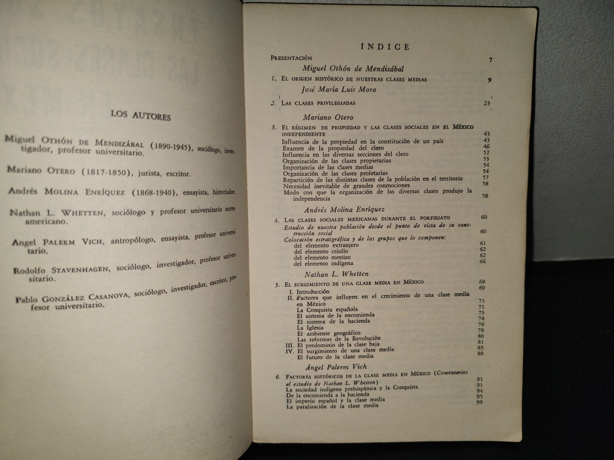 219- Las Clases Sociales En México - Editorial Nuestro Tiempo, S. A. - 1972