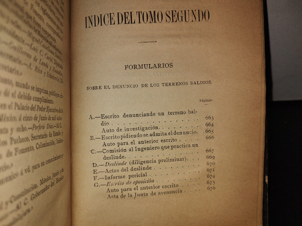 63- Legislación Y Jurisprudencia Sobre Los Terrenos Baldíos - Wistano Luis Orozco - Tomo II - México. Imp. De EL TIEMPO, Cerca De Santo Domingo Número 4 - 1895