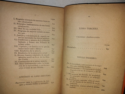 63- Legislación Y Jurisprudencia Sobre Los Terrenos Baldíos - Wistano Luis Orozco - Tomo II - México. Imp. De EL TIEMPO, Cerca De Santo Domingo Número 4 - 1895
