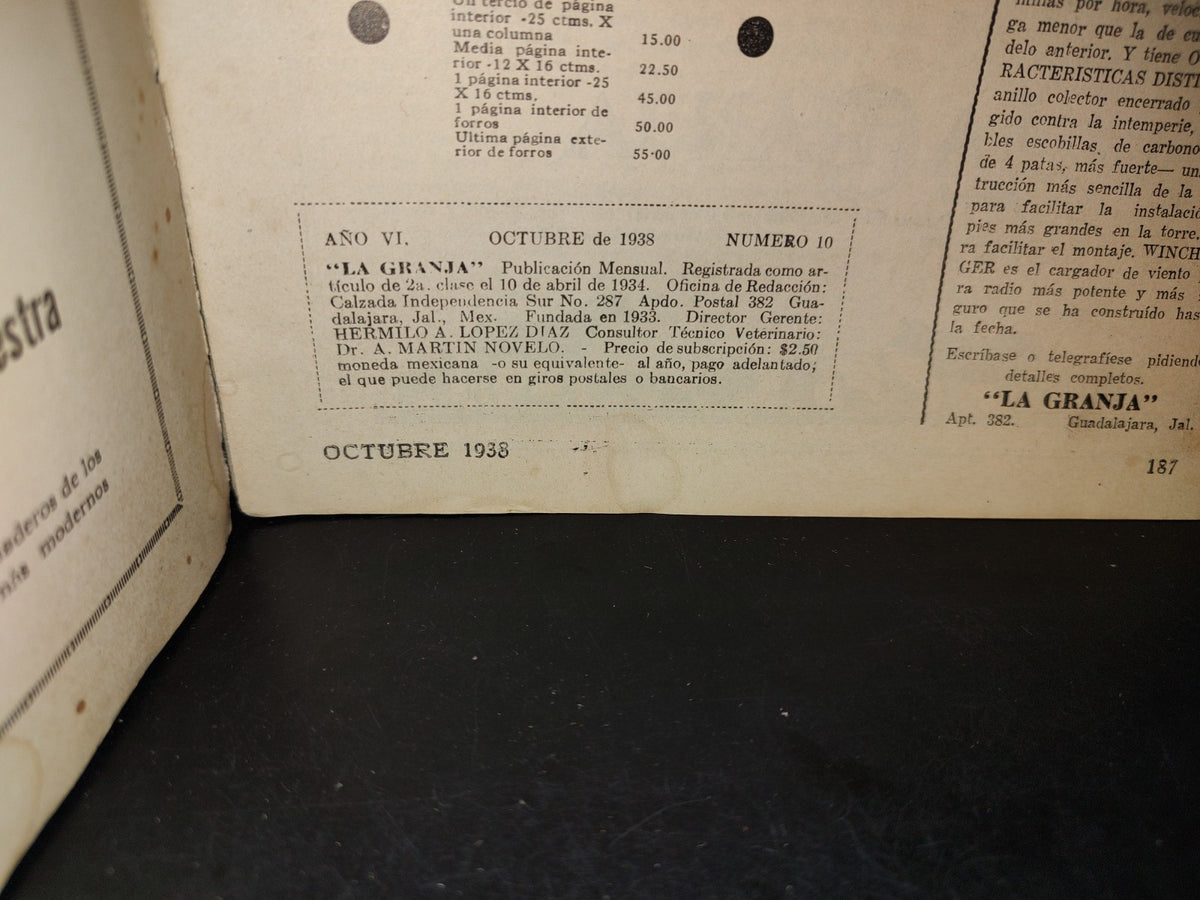 64- La Granja. Magazine Sobre Agricultura Ganadería En Industrias Rurales Año Vi N. 10, Octubre 1938