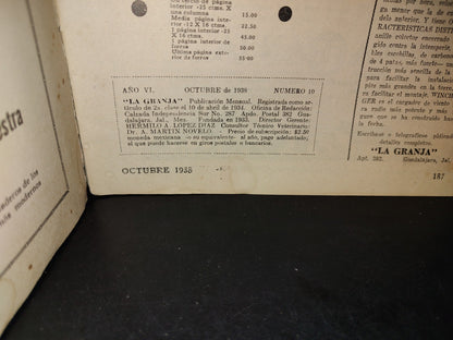 64- La Granja. Magazine Sobre Agricultura Ganadería En Industrias Rurales Año Vi N. 10, Octubre 1938