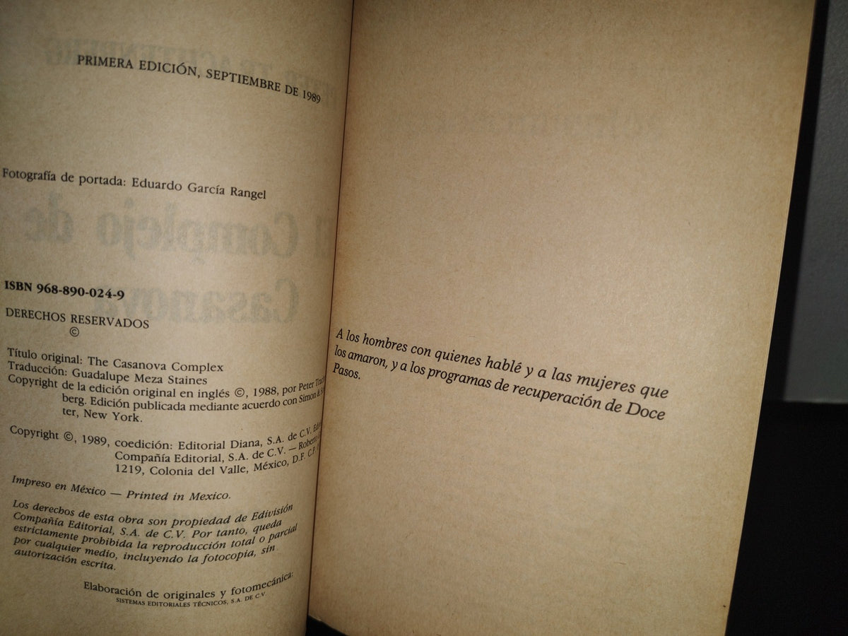 96- El Complejo De Casanova - Peter Trachtenberg - Primera Edición, Septiembre De 1989