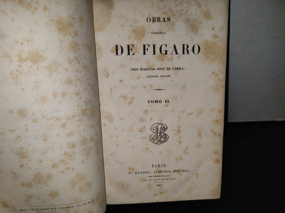 64- Obras Completas De Figaro (Don Mariano José De Larra) - Tomo Ii - 1857