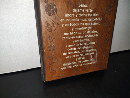 A3- Cuadro De Madera: Oración De La Enfermera - 70'S - 80'S