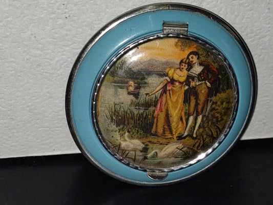 A5- Pequeño Espejo Vintage Para Maquillaje Con Decoración De Jóvenes Junto Al Lago - 70'S