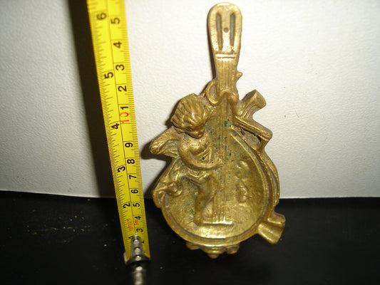 A2- Antiguo Cenicero De Bronce De Ángel Con Mandolina - 50'S - 60'S