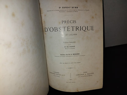 64- Francés. Compendio De Obstetricia / Précis D'Obstétrique En 28 Leçons - Ernest Bumm - 1911
