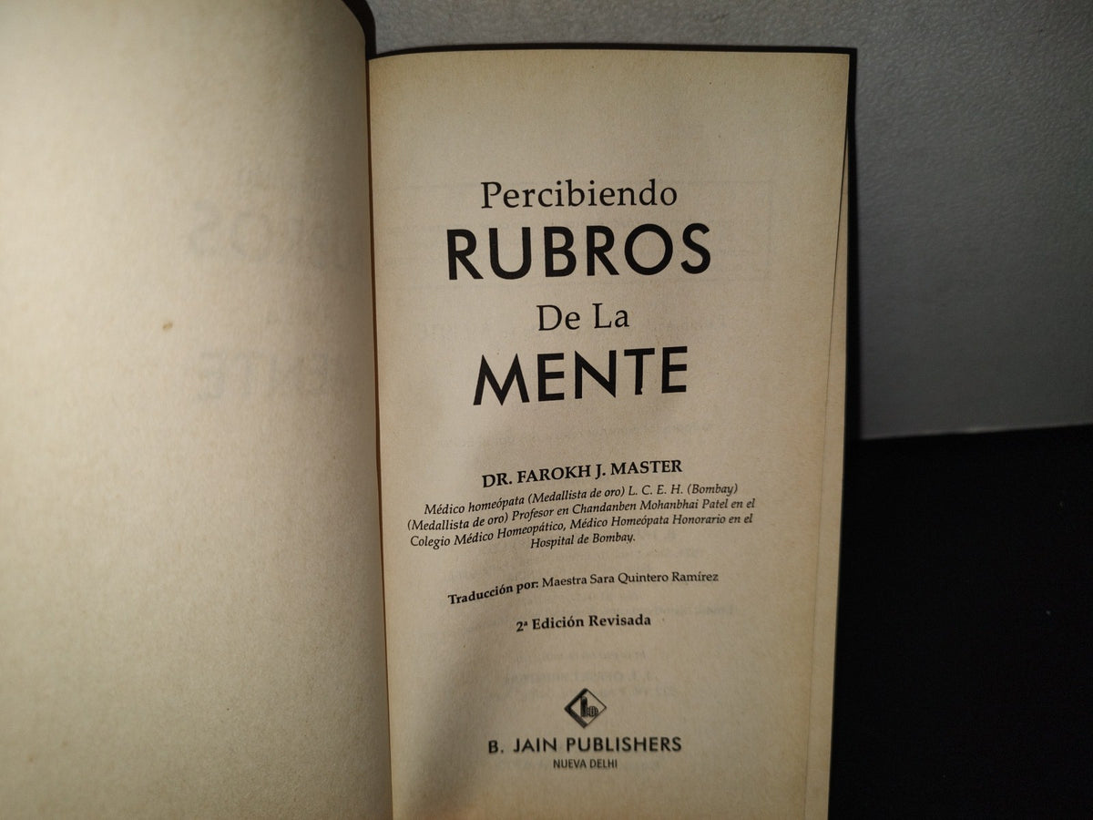 151- Percibiendo Rubros De La Mente - Dr. Farokh J. Master - B. Jain Publishers, Nueva Delhi - 2006
