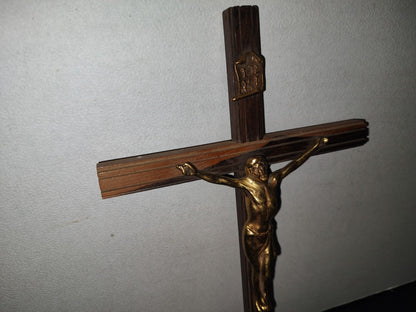 A3- Antiguo Crucifijo Grande De Bronce - 60'S - 70'S