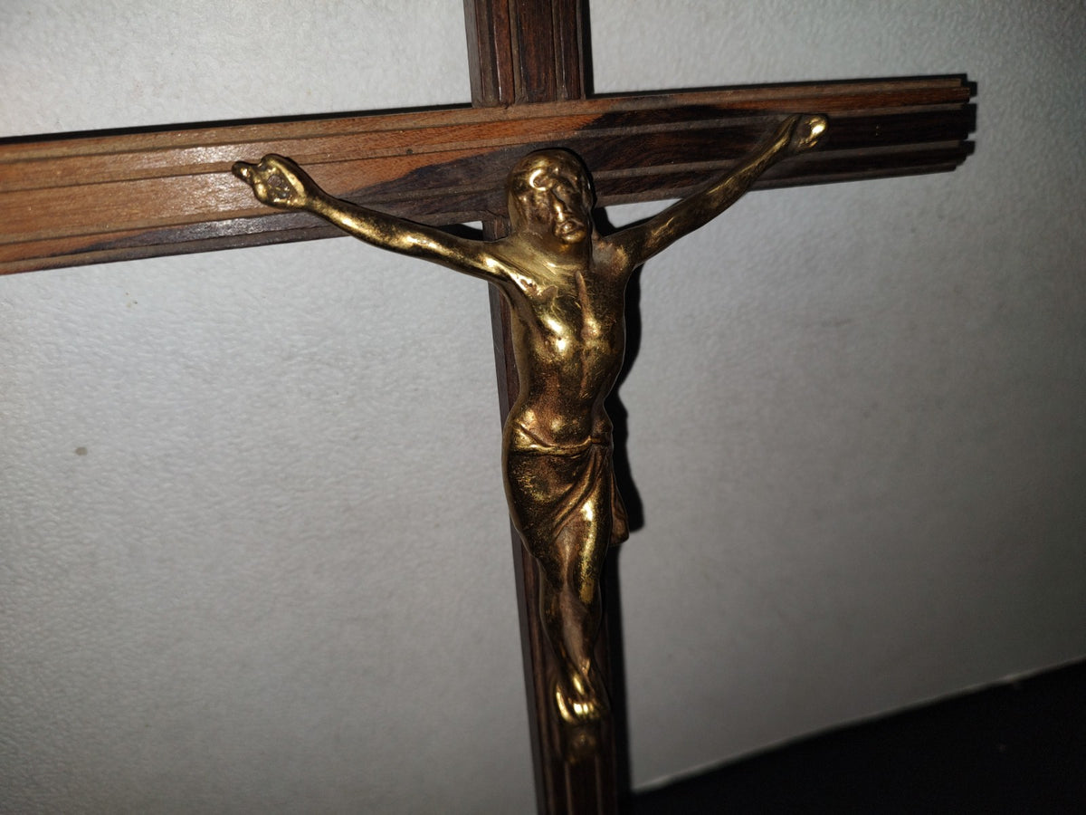 A3- Antiguo Crucifijo Grande De Bronce - 60'S - 70'S