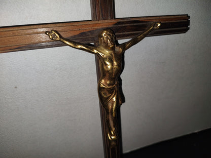 A3- Antiguo Crucifijo Grande De Bronce - 60'S - 70'S