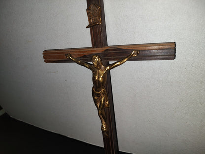 A3- Antiguo Crucifijo Grande De Bronce - 60'S - 70'S